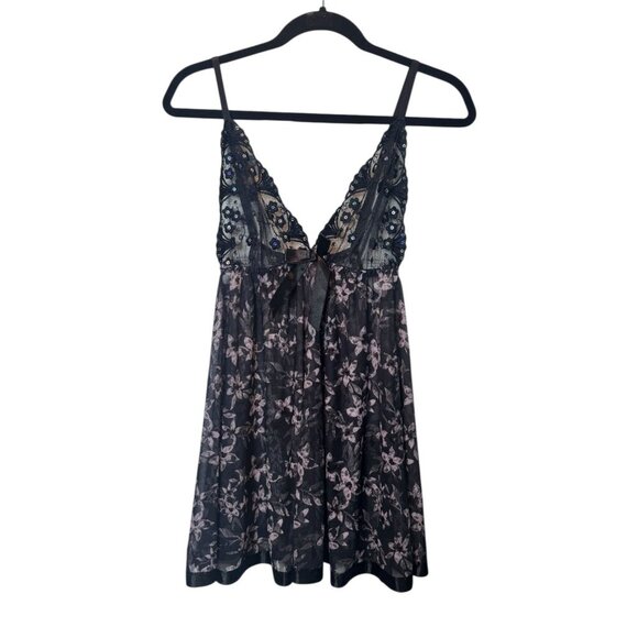 Other - Black Floral Lace Babydoll Nightie Size Large | Unbranded Lingerie